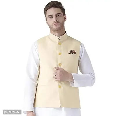 hangup Men's Blended Bandhgala Festive Nehru Jacket/Waistcoat and Size Options (Up to2XL)