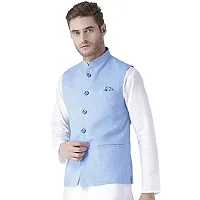 hangup mens Nehru Jacket size 40 (Linen_Basket2_DARK_BLUE_40)-thumb1
