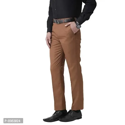 hangup Mens Casual Regular fit Trouser for Men, Color Brown, Size 30 (BrownTrouser)-thumb2