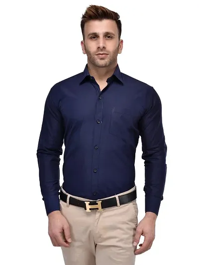 hangup Mens Plain Shirt Size 38 (lm_Amazon_Formal_Shirt_Navy_38)
