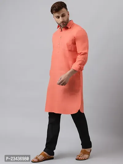 Hangup Men Casualwear Solid Cherry Pathani Kurta with Salwar Set-thumb3