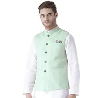 hangup Men's Blended Bandhgala Festive Nehru Jacket/Waistcoat and Size Options (Up to2XL)-thumb1