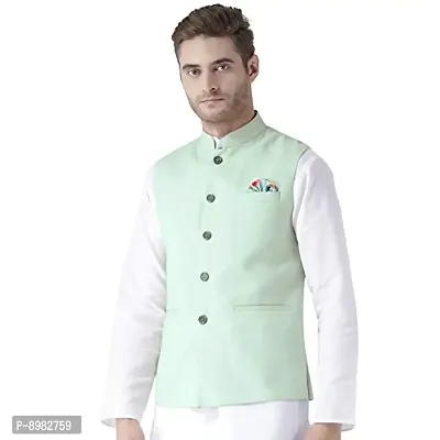 hangup Men's Blended Bandhgala Festive Nehru Jacket/Waistcoat and Size Options (Up to2XL)-thumb2