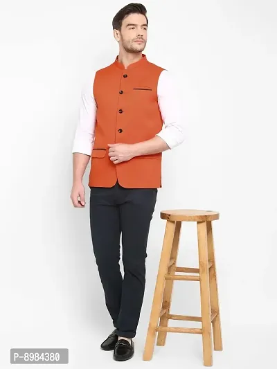 Hangup mens solid nehru jacket Orange_Jute_Nehru_38-thumb0