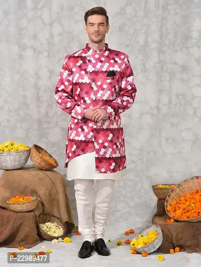 Stylish Fancy Polyester Blend Kurta And Bottom Sets For Men-thumb0