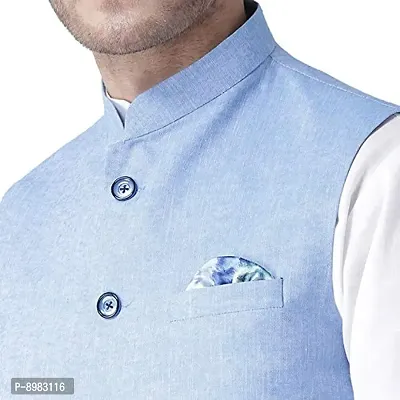 hangup mens Nehru Jacket size 40 (Linen_Basket2_DARK_BLUE_40)-thumb5