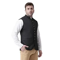 hangup mens Nehru Jacket size 40 (N7_9Btn_Black_Nehru_40P)-thumb3