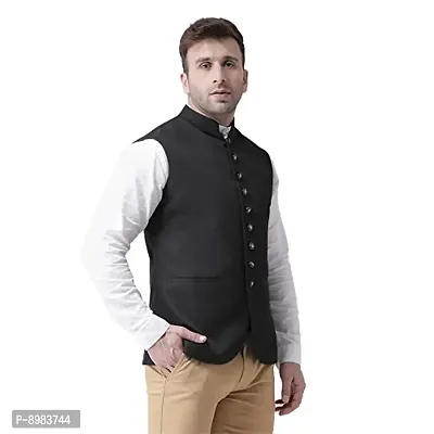 hangup mens Nehru Jacket size 40 (N7_9Btn_Black_Nehru_40P)-thumb4