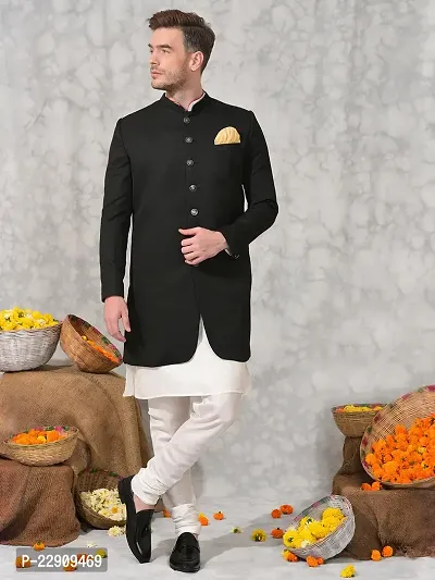 Stylish Fancy Polyester Blend Kurta And Bottom Sets For Men-thumb2