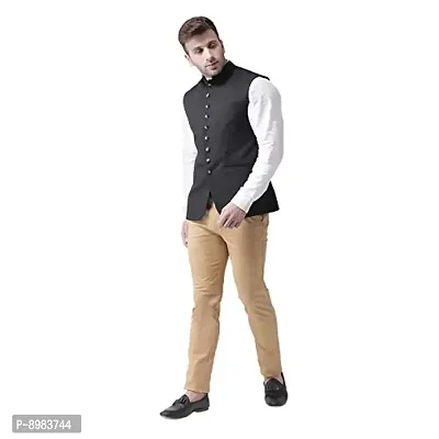 hangup mens Nehru Jacket size 40 (N7_9Btn_Black_Nehru_40P)-thumb2