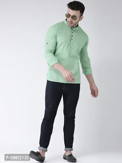 Reliable Green Cotton Blend Kurtas For Men-thumb2