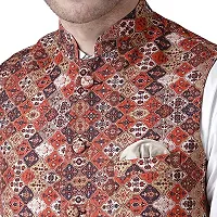 hangup Men's Blended Bandhgala Festive Nehru Jacket/Waistcoat-thumb4