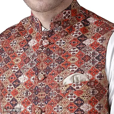 hangup Men's Blended Bandhgala Festive Nehru Jacket/Waistcoat-thumb5
