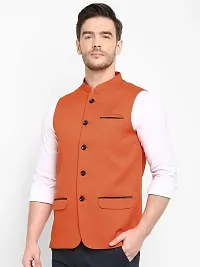 Hangup mens solid nehru jacket Orange_Jute_Nehru_38-thumb2