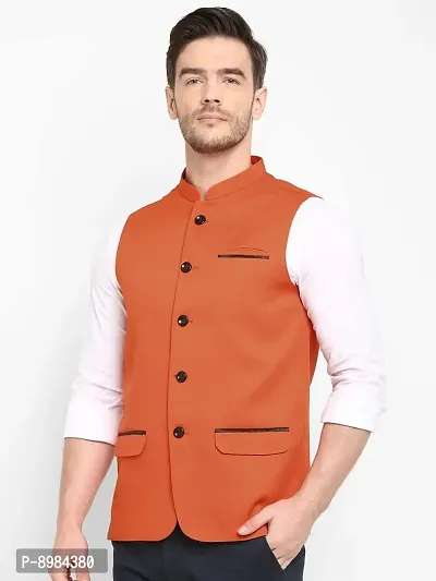 Hangup mens solid nehru jacket Orange_Jute_Nehru_38-thumb3
