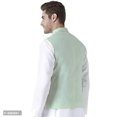 hangup mens Nehru Jacket size 38 (Linen_Basket2_Green_38)-thumb3