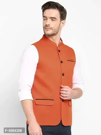 Hangup mens solid nehru jacket Orange_Jute_Nehru_38-thumb4