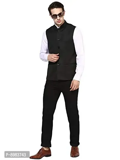 Priambh BlackBasket_46P Men's Hangup Nehru Jacket (Size 46)-thumb4