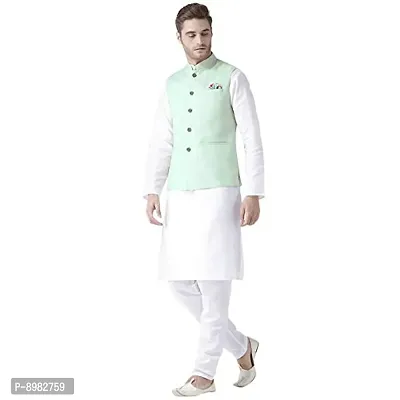 hangup Men's Blended Bandhgala Festive Nehru Jacket/Waistcoat and Size Options (Up to2XL)-thumb4