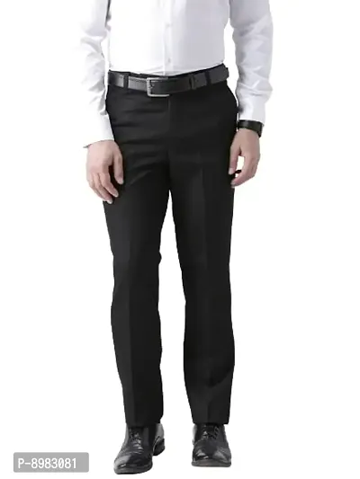 hangup Mens Casual Regular fit Trouser for Men, Color Black, Size 30 (BlackTrouserF)-thumb0