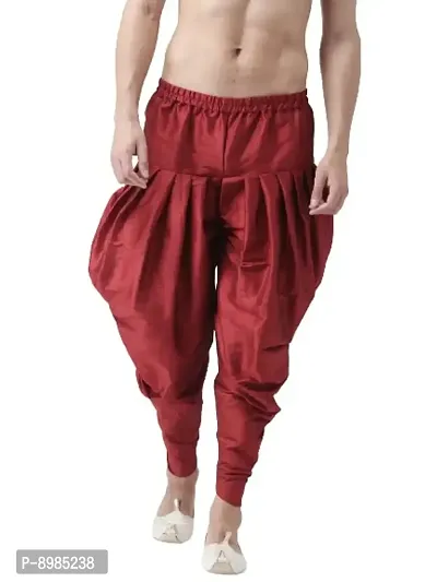 Hangup dupion Dhoti For Men Color Mahroon, Free Size (MahroonHarem)-thumb0