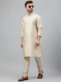 Hangup Men Ethnic Solid Beige Kurta-thumb1