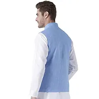 hangup mens Nehru Jacket size 40 (Linen_Basket2_DARK_BLUE_40)-thumb2