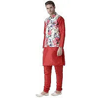 hangup Men's Synthetic Kurta Pyjama with Waist Coat-thumb1
