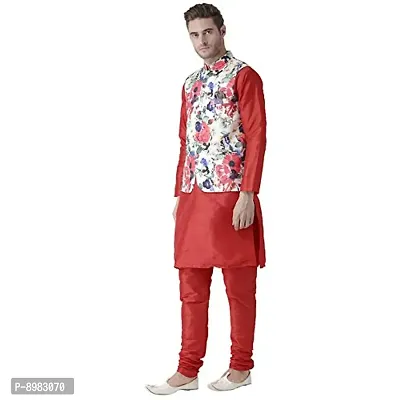hangup Men's Synthetic Kurta Pyjama with Waist Coat-thumb2