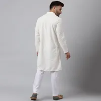 Hangup Men Partywear Embroidered White Kurta Pyjama Set-thumb4