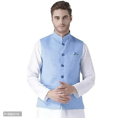 hangup mens Nehru Jacket size 40 (Linen_Basket2_DARK_BLUE_40)-thumb0