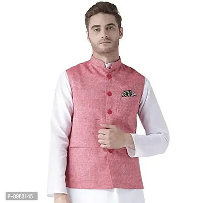 hangup Men's Blended Bandhgala Festive Nehru Jacket/Waistcoat and Size Options (Up to2XL)-thumb0