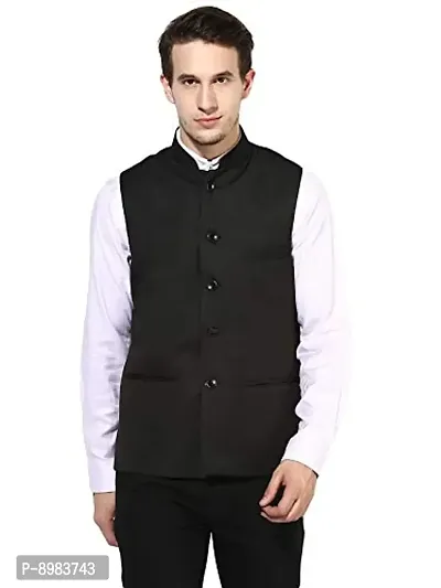 Priambh BlackBasket_46P Men's Hangup Nehru Jacket (Size 46)-thumb0