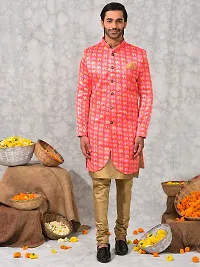 Stylish Fancy Polyester Blend Kurta And Bottom Sets For Men-thumb1