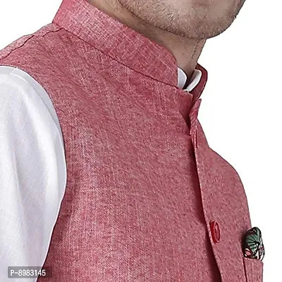 hangup Men's Blended Bandhgala Festive Nehru Jacket/Waistcoat and Size Options (Up to2XL)-thumb5