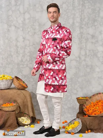 Stylish Fancy Polyester Blend Kurta And Bottom Sets For Men-thumb2
