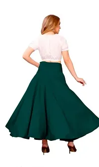 Elegant Knee Length Solid White Skirts And Top For Women-thumb1