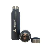 BENEFIKART? Stainless Steel Single Walled Water Bottle| Premium Food Grade Powder Coated Coloured Surface| Durable, Lightweight, Leakproof| Matt Finish, 950 ml Capacity (1 Litre / 950ml, Black, 1)-thumb1