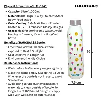 HAUORA? Stainless Steel Water Bottle,3D Embossed UV Printed,Matt Finish| Single Walled| Designer Theme| Suitable for both Indoor  Outdoor, Leakproof,1000ml (Fruits Multicolor (W), 1)-thumb4