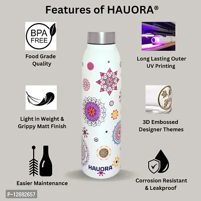 HAUORA? Stainless Steel Water Bottle,3D Embossed UV Printed,Matt Finish|Single Walled|Designer Theme|Suitable for Both Indoor & Outdoor, Leakproof-thumb5