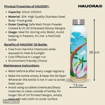 HAUORA? Stainless Steel Water Bottle,3D Embossed UV Printed,Matt Finish|Single Walled|Designer Theme|Suitable for Both Indoor  Outdoor, Leakproof-thumb5