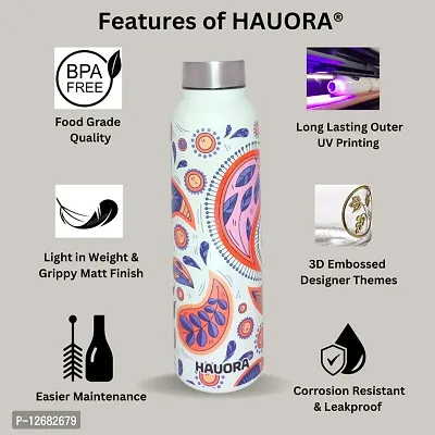 HAUORA? Stainless Steel Water Bottle,3D Embossed UV Printed,Matt Finish|Single Walled|Designer Theme|Suitable for Both Indoor & Outdoor, Leakproof-thumb5