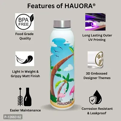 HAUORA? Stainless Steel Water Bottle,3D Embossed UV Printed,Matt Finish|Single Walled|Designer Theme|Suitable for Both Indoor  Outdoor, Leakproof-thumb4