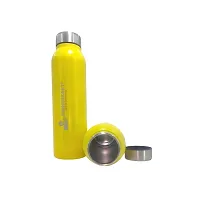 BENEFIKART? Stainless Steel Single Walled Water Bottle| Premium Food Grade Powder Coated Coloured Surface| Durable, Lightweight, Leakproof| Matt Finish, 950 ml Capacity (1 Litre / 950ml, Yellow, 1)-thumb1