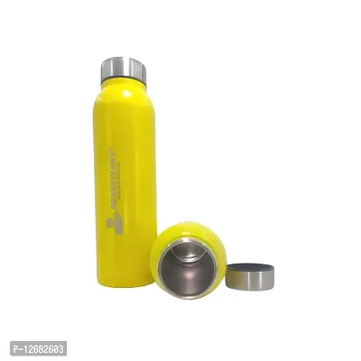 BENEFIKART? Stainless Steel Single Walled Water Bottle| Premium Food Grade Powder Coated Coloured Surface| Durable, Lightweight, Leakproof| Matt Finish, 950 ml Capacity (1 Litre / 950ml, Yellow, 1)-thumb2