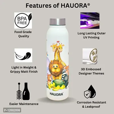 HAUORA? Stainless Steel Water Bottle,3D Embossed UV Printed,Matt Finish|Single Walled|Designer Theme|Suitable for Both Indoor  Outdoor, Leakproof-thumb4