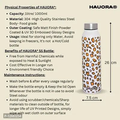 HAUORA? Stainless Steel Water Bottle,3D Embossed UV Printed,Matt Finish|Single Walled|Designer Theme|Suitable for Both Indoor  Outdoor, Leakproof-thumb5