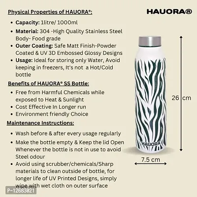 HAUORA? Stainless Steel Water Bottle,3D Embossed UV Printed,Matt Finish|Single Walled|Designer Theme|Suitable for Both Indoor  Outdoor, Leakproof-thumb5