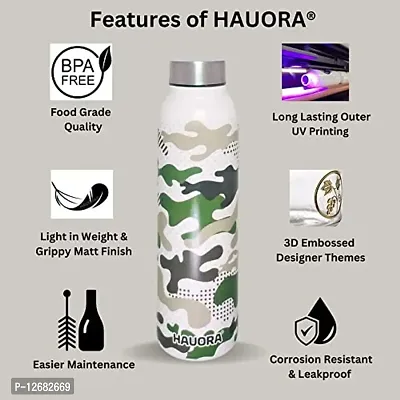 HAUORA? Stainless Steel Water Bottle,3D Embossed UV Printed,Matt Finish|Single Walled|Designer Theme|Suitable for Both Indoor & Outdoor, Leakproof-thumb5