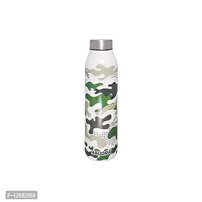 HAUORA? Stainless Steel Water Bottle,3D Embossed UV Printed,Matt Finish|Single Walled|Designer Theme|Suitable for Both Indoor & Outdoor, Leakproof